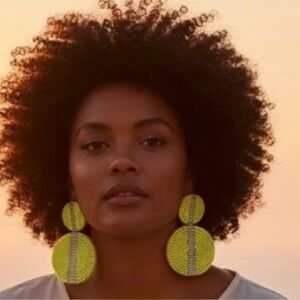 Hobo beaded earrings yellow lime green